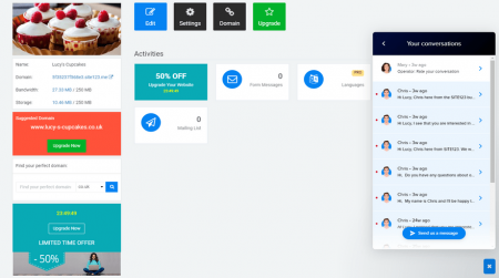 cheapest website builders site123 live chat support