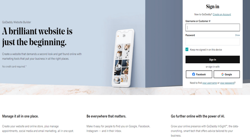 cheapest website builders godaddy home