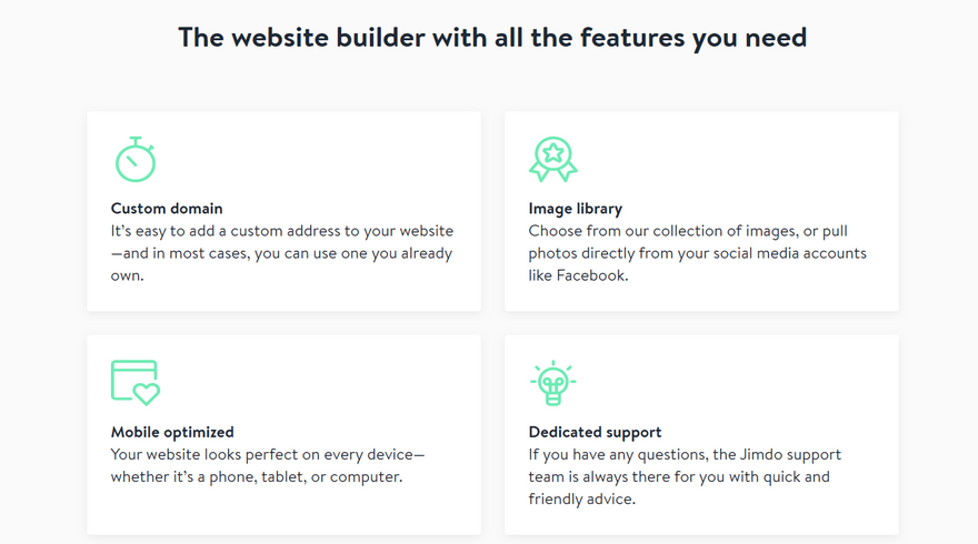 cheapest website builders jimdo website features