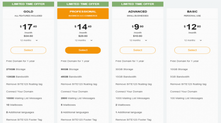 cheapest website builders site123 small business pricing