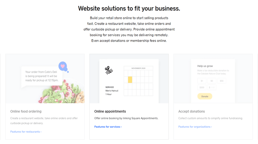 cheapest website builders square online ecommerce features