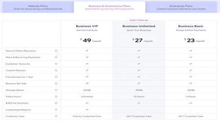 cheapest website builders wix ecommerce pricing