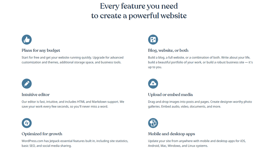 cheapest website builders wordpress.com small business features