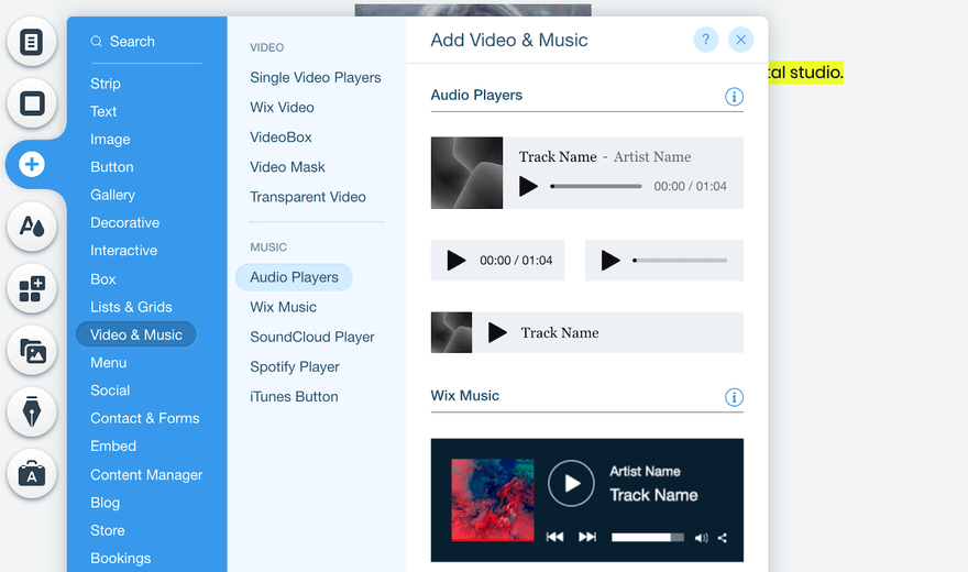 wix audio integrations