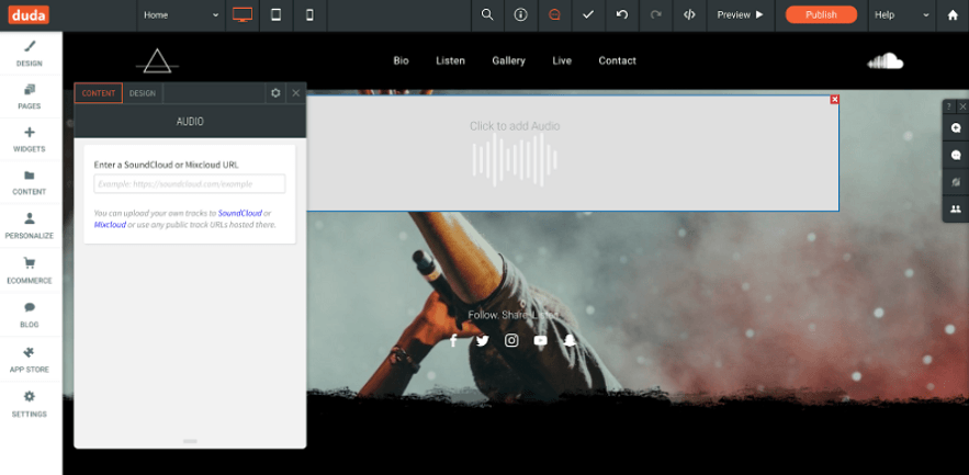 duda audio widgets