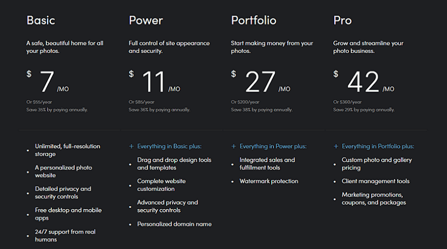 smugmug pricing