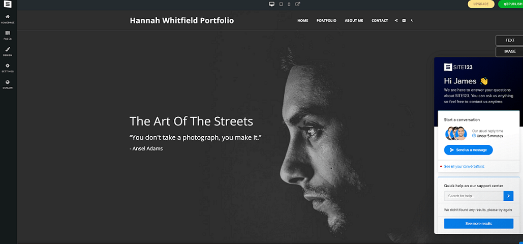 site123 photography website builder adi