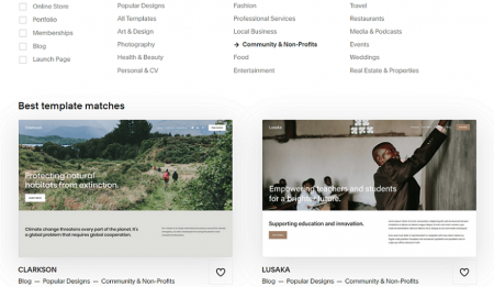 squarespace community nonprofit templates