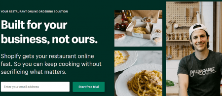 shopify restaurant website builder homepage