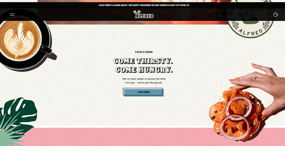 the alfred - shopify restaurant website example