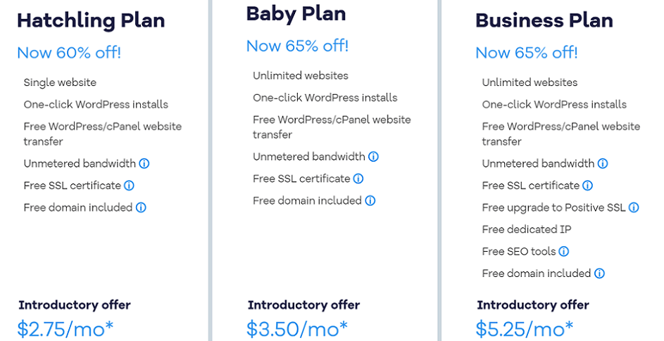 hostgator's shared hosting prices at $2.75 per month