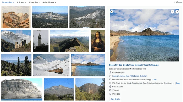 wikimedia commons photo information