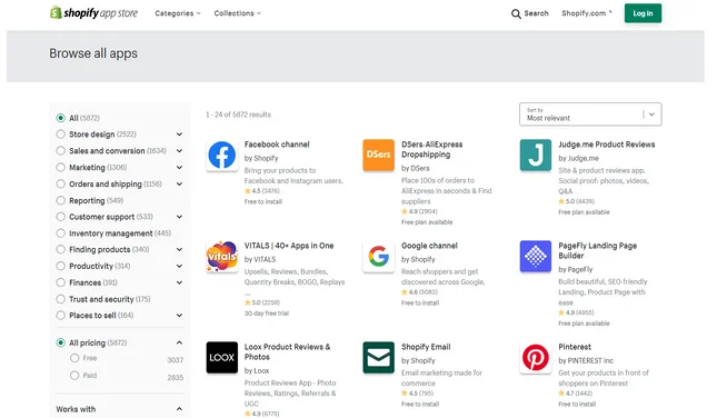 weebly vs shopify app store
