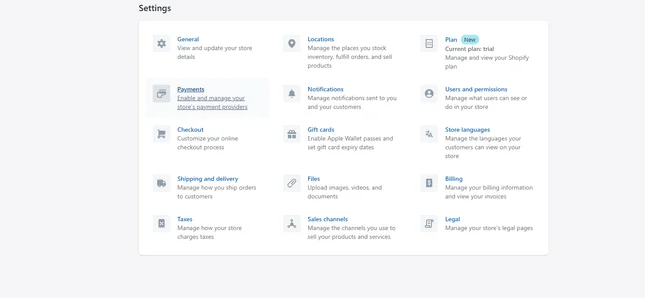 Payments Settings