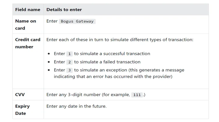 Bogus Gateway Details