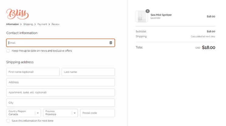shopify bliss theme