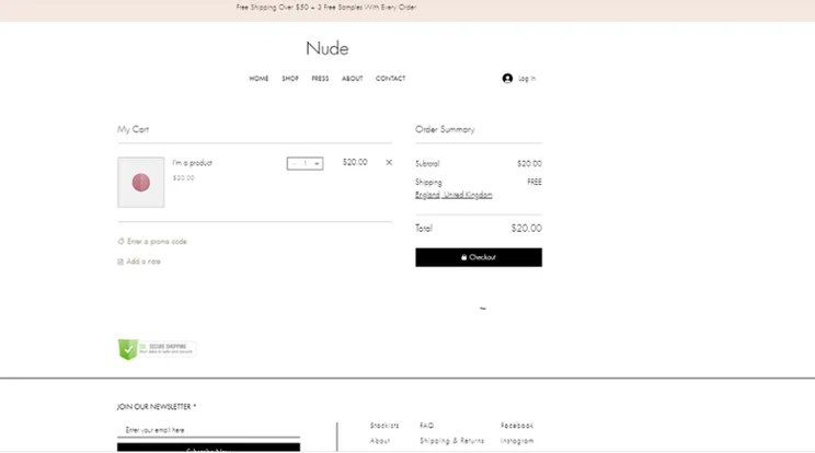 wix nude makeup store template