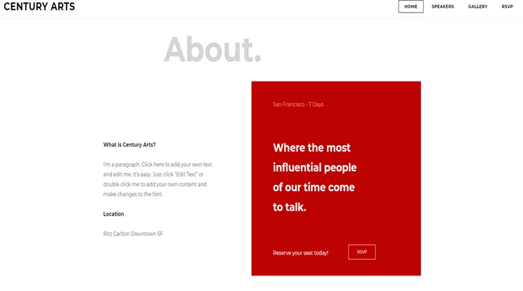 weebly events theme century arts rsvp block