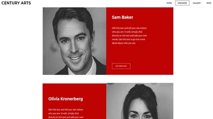 weebly events theme century arts speakers