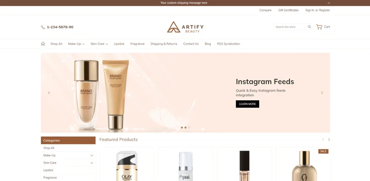 Artify homepage for makeup and skincare