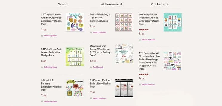 Embroidery Super Deal highlights its best products.