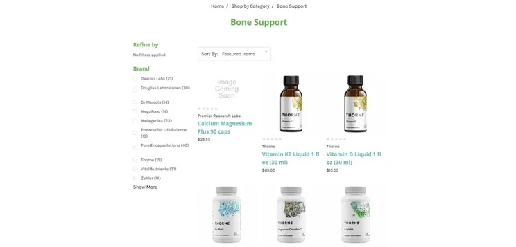 The Green Pharmacy shop page allows filtering by brand.