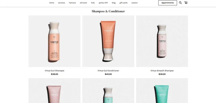 Parlour has minimal and elegant category pages.