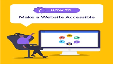 White speech bubble against a yellow background and in the bubble it says "How to Make a Website Accessible"
