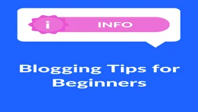 Blue background with "Blogging Tips for Beginners" in white text