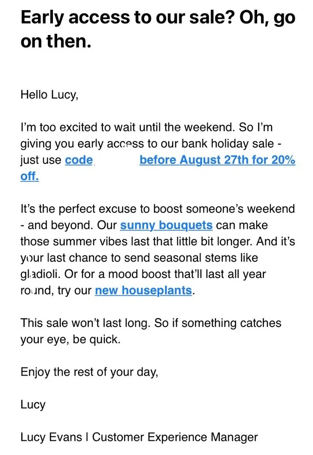 membership sale email marketing example