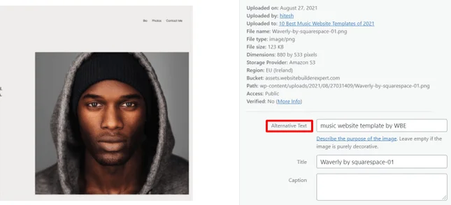 WordPress allows you to add alt text to your images, without coding.