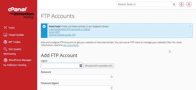 InMotion FTP accounts