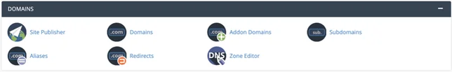 cPanel&rsquo;s Domains Management section has all the settings related to managing website domains.