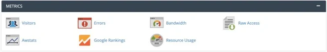 Check your website&rsquo;s analytics in the Metrics section of cPanel.