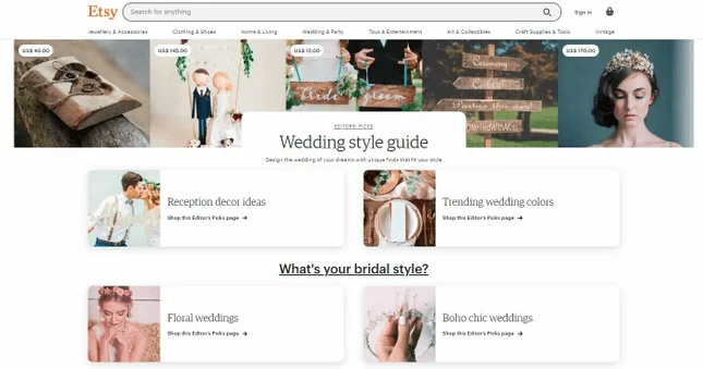 Screenshot of Etsy Editor&rsquo;s Picks