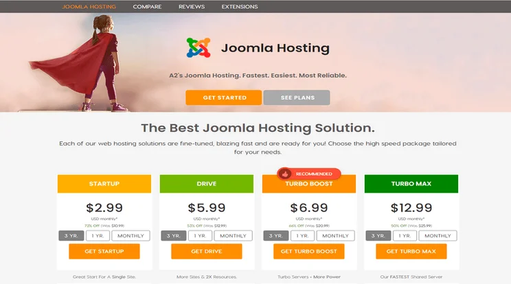 a2 hosting joomla plans