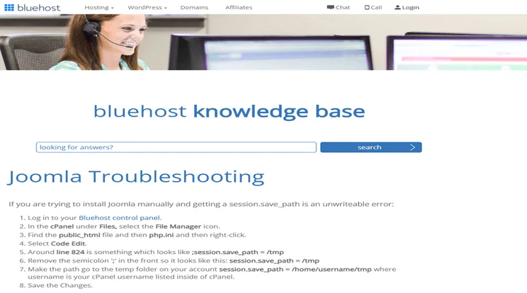 bluehost joomla hosting support