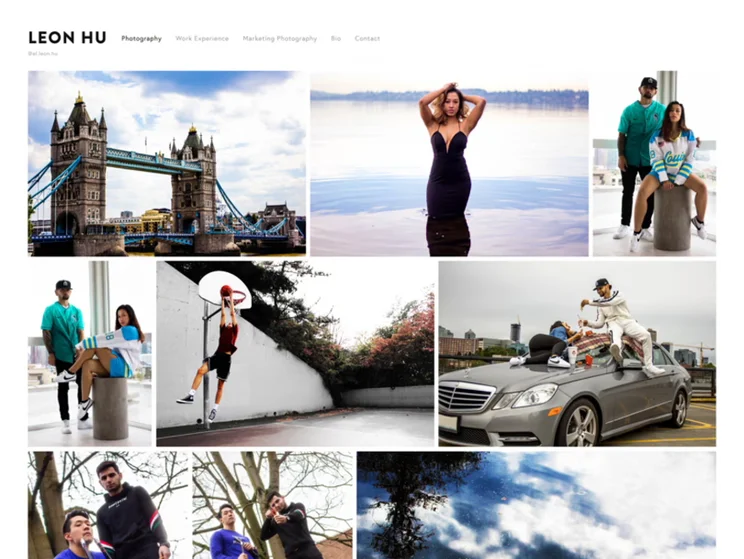 website homepage grid featuring images of photography work