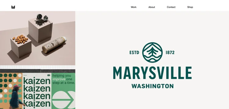 Three grid photos on website homepage