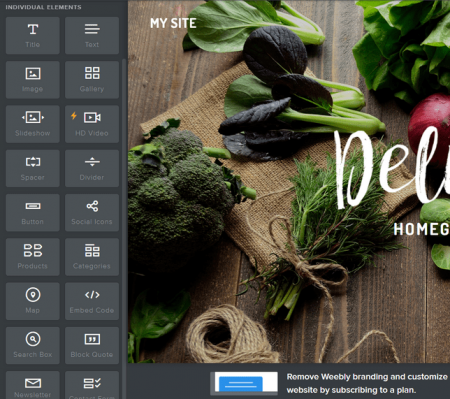 Weebly Elements Toolbar