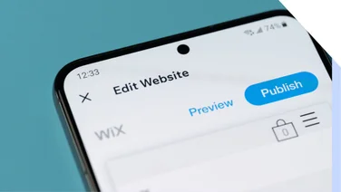 Screenshot of a phone with the Wix app on the screen