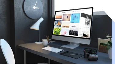 Photo of a desktop filled with colourful stock images