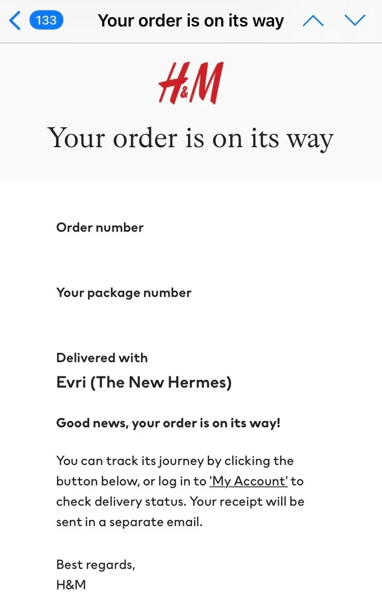 h&m shipping tracking shipping best practice