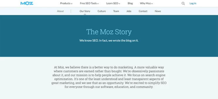 about us page examples moz