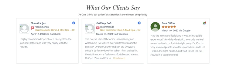 QaziClinic medspa testimonials