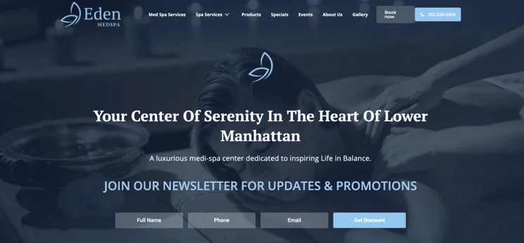 Eden Medspa website example