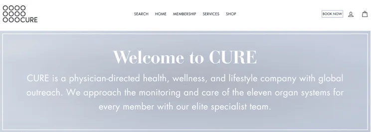 Cure Daily medspa website example