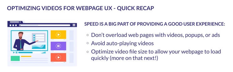 List of 3 ways to optimize your videos for webpage user experience