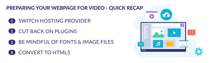 List of 4 steps to prepare your webpage to house videos