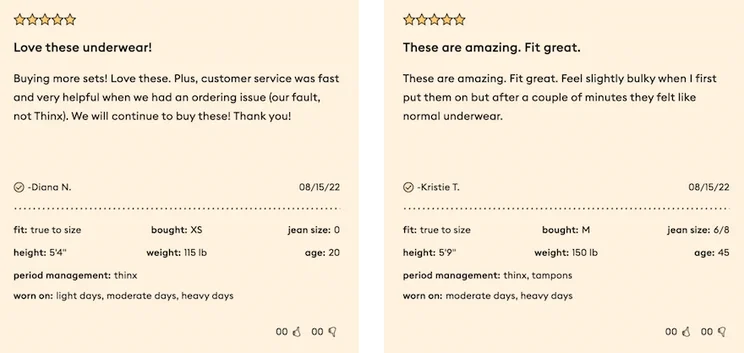 Sephora two reviews, both five stars with review messages, names, and dates